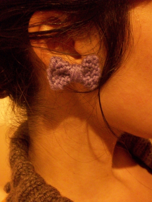 knitted bow earrings