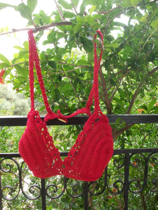 pomegranate color crochet bra